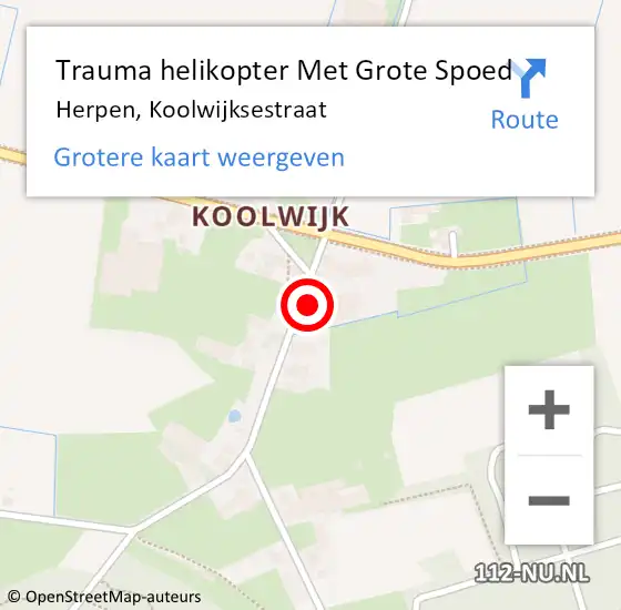 Locatie op kaart van de 112 melding: Trauma helikopter Met Grote Spoed Naar Herpen, Koolwijksestraat op 8 mei 2025 09:19
