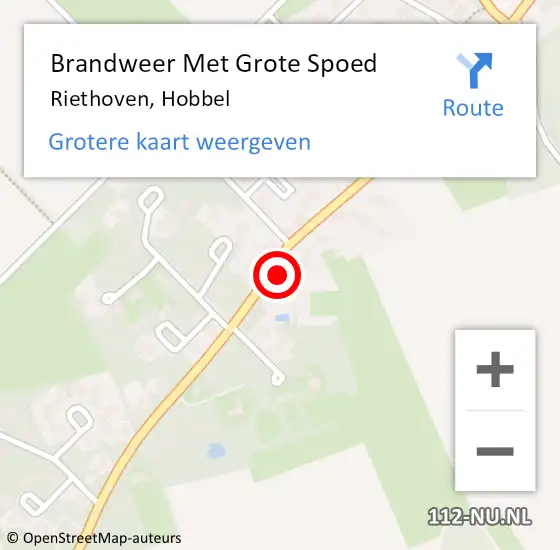 Locatie op kaart van de 112 melding: Brandweer Met Grote Spoed Naar Riethoven, Hobbel op 8 mei 2025 11:54