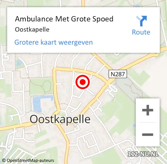 Locatie op kaart van de 112 melding: Ambulance Met Grote Spoed Naar Oostkapelle op 8 mei 2025 11:58