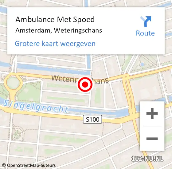 Locatie op kaart van de 112 melding: Ambulance Met Spoed Naar Amsterdam, Weteringschans op 8 mei 2025 13:18