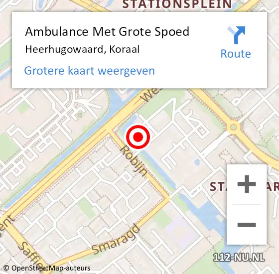 Locatie op kaart van de 112 melding: Ambulance Met Grote Spoed Naar Heerhugowaard, Koraal op 8 mei 2025 23:08