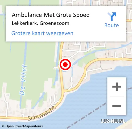 Locatie op kaart van de 112 melding: Ambulance Met Grote Spoed Naar Lekkerkerk, Groenezoom op 16 november 2014 08:30