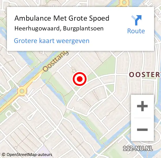 Locatie op kaart van de 112 melding: Ambulance Met Grote Spoed Naar Heerhugowaard, Burgplantsoen op 9 mei 2025 00:17