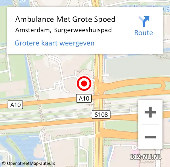 Locatie op kaart van de 112 melding: Ambulance Met Grote Spoed Naar Amsterdam, Burgerweeshuispad op 9 mei 2025 09:16