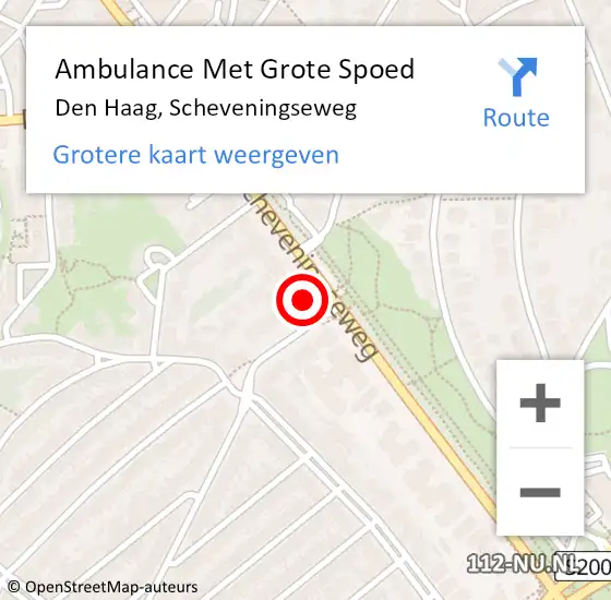 Locatie op kaart van de 112 melding: Ambulance Met Grote Spoed Naar Den Haag, Scheveningseweg op 9 mei 2025 11:38