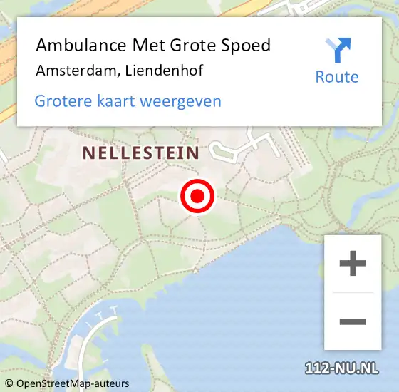 Locatie op kaart van de 112 melding: Ambulance Met Grote Spoed Naar Amsterdam, Liendenhof op 9 mei 2025 12:26