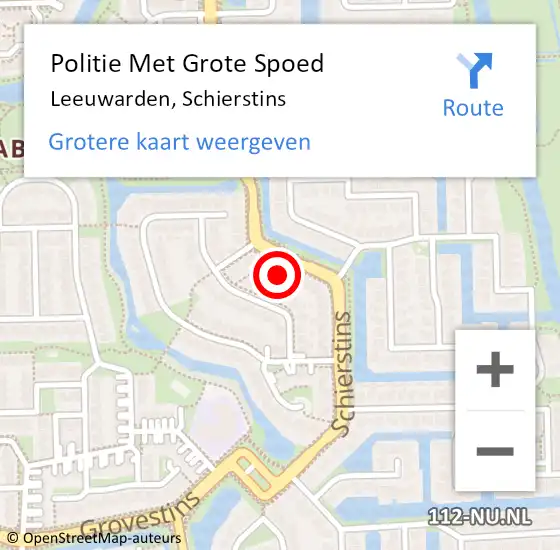 Locatie op kaart van de 112 melding: Politie Met Grote Spoed Naar Leeuwarden, Schierstins op 9 mei 2025 13:44