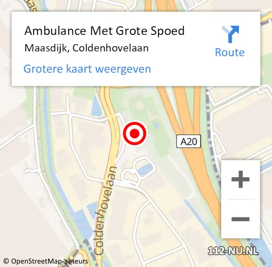 Locatie op kaart van de 112 melding: Ambulance Met Grote Spoed Naar Maasdijk, Coldenhovelaan op 9 mei 2025 13:48