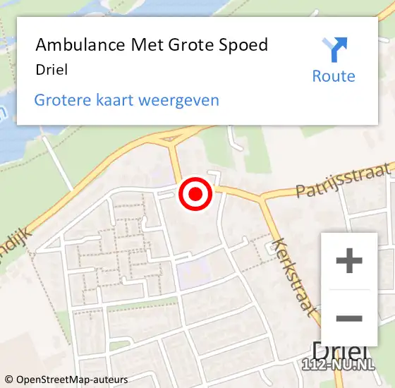 Locatie op kaart van de 112 melding: Ambulance Met Grote Spoed Naar Driel op 9 mei 2025 14:42