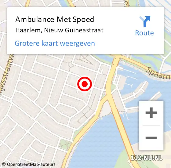 Locatie op kaart van de 112 melding: Ambulance Met Spoed Naar Haarlem, Nieuw Guineastraat op 9 mei 2025 14:54