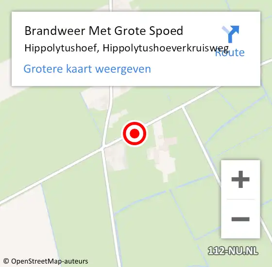 Locatie op kaart van de 112 melding: Brandweer Met Grote Spoed Naar Hippolytushoef, Hippolytushoeverkruisweg op 9 mei 2025 15:10