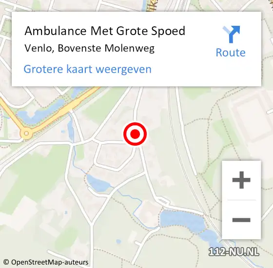 Locatie op kaart van de 112 melding: Ambulance Met Grote Spoed Naar Venlo, Bovenste Molenweg op 21 oktober 2013 11:01