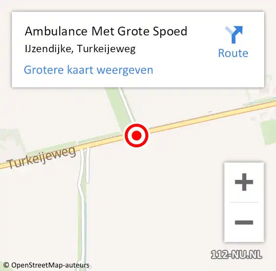 Locatie op kaart van de 112 melding: Ambulance Met Grote Spoed Naar IJzendijke, Turkeijeweg op 16 november 2014 10:21