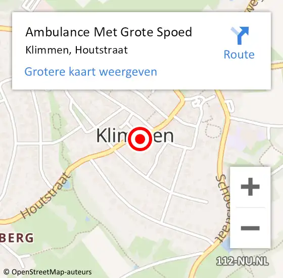 Locatie op kaart van de 112 melding: Ambulance Met Grote Spoed Naar Klimmen, Houtstraat op 16 november 2014 10:31