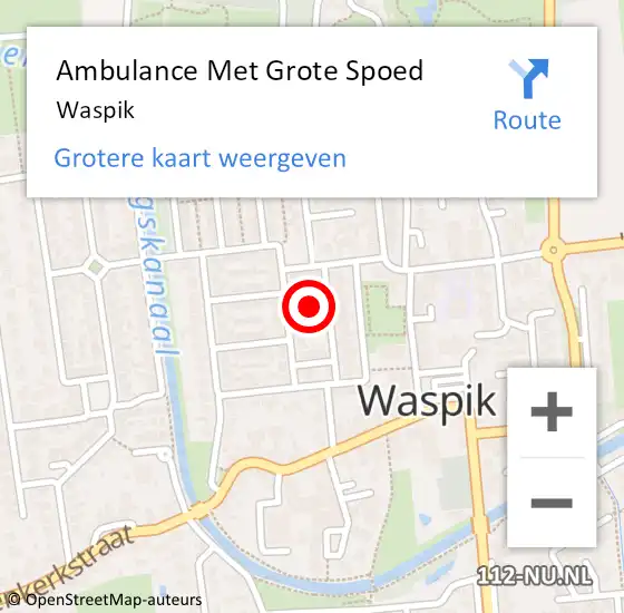 Locatie op kaart van de 112 melding: Ambulance Met Grote Spoed Naar Waspik op 9 mei 2025 23:52