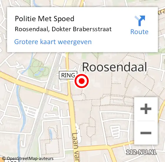 Locatie op kaart van de 112 melding: Politie Met Spoed Naar Roosendaal, Dokter Brabersstraat op 10 mei 2025 00:06