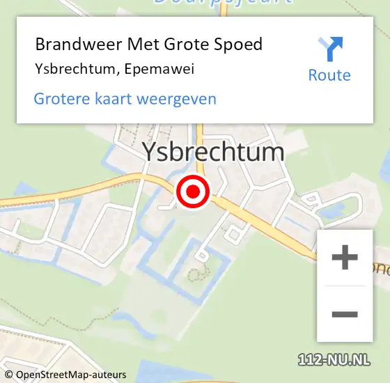 Locatie op kaart van de 112 melding: Brandweer Met Grote Spoed Naar Ysbrechtum, Epemawei op 10 mei 2025 01:30