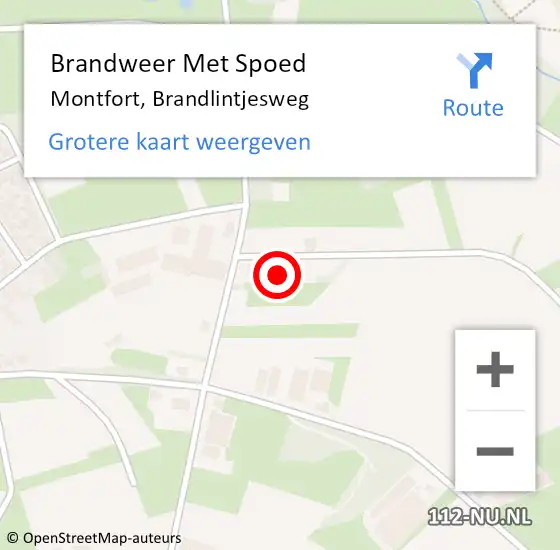 Locatie op kaart van de 112 melding: Brandweer Met Spoed Naar Montfort, Brandlintjesweg op 10 mei 2025 01:41