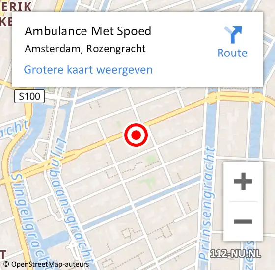 Locatie op kaart van de 112 melding: Ambulance Met Spoed Naar Amsterdam, Rozengracht op 10 mei 2025 02:03