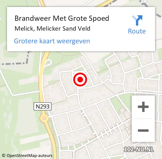 Locatie op kaart van de 112 melding: Brandweer Met Grote Spoed Naar Melick, Melicker Sand Veld op 10 mei 2025 02:16