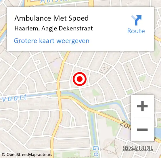 Locatie op kaart van de 112 melding: Ambulance Met Spoed Naar Haarlem, Aagje Dekenstraat op 10 mei 2025 04:56
