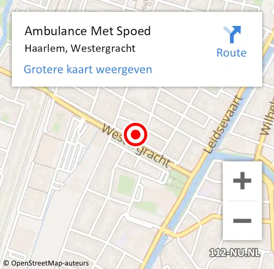 Locatie op kaart van de 112 melding: Ambulance Met Spoed Naar Haarlem, Westergracht op 10 mei 2025 12:43