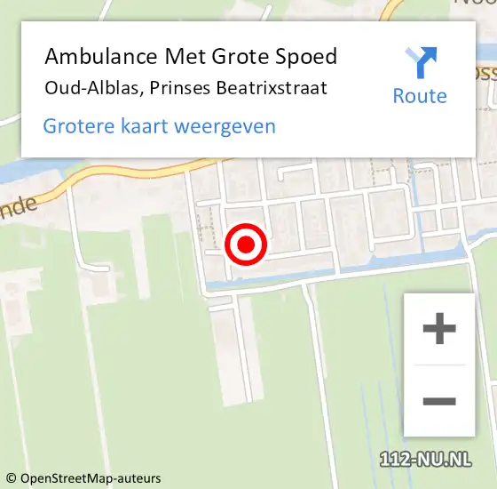 Locatie op kaart van de 112 melding: Ambulance Met Grote Spoed Naar Oud-Alblas, Prinses Beatrixstraat op 16 november 2014 12:12