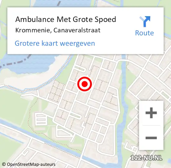 Locatie op kaart van de 112 melding: Ambulance Met Grote Spoed Naar Krommenie, Canaveralstraat op 16 november 2014 12:13