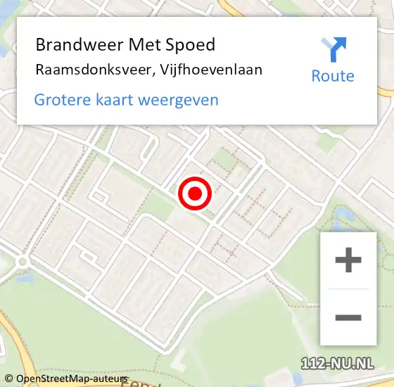 Locatie op kaart van de 112 melding: Brandweer Met Spoed Naar Raamsdonksveer, Vijfhoevenlaan op 10 mei 2025 14:52