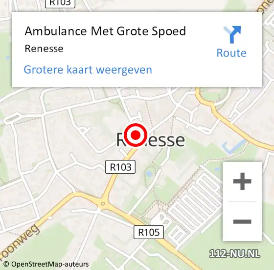 Locatie op kaart van de 112 melding: Ambulance Met Grote Spoed Naar Renesse op 10 mei 2025 15:44