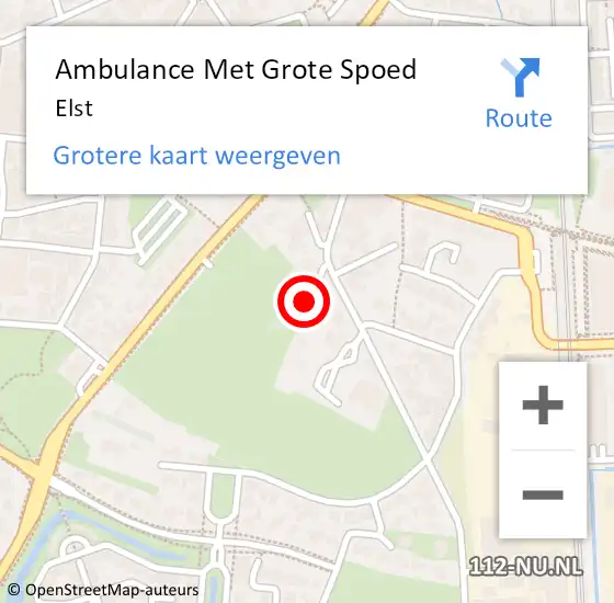 Locatie op kaart van de 112 melding: Ambulance Met Grote Spoed Naar Elst op 10 mei 2025 15:46