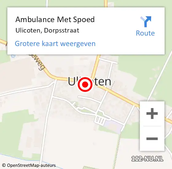 Locatie op kaart van de 112 melding: Ambulance Met Spoed Naar Ulicoten, Dorpsstraat op 16 november 2014 12:30