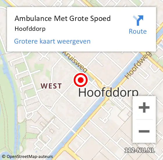 Locatie op kaart van de 112 melding: Ambulance Met Grote Spoed Naar Hoofddorp op 10 mei 2025 16:44