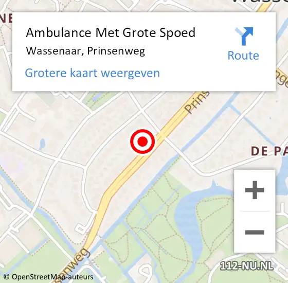 Locatie op kaart van de 112 melding: Ambulance Met Grote Spoed Naar Wassenaar, Prinsenweg op 10 mei 2025 17:08
