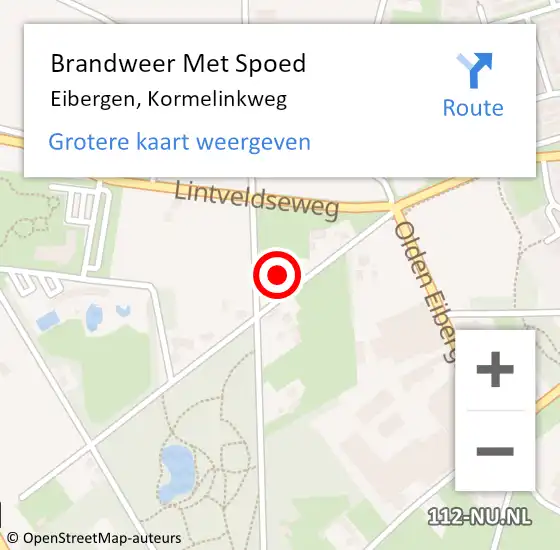 Locatie op kaart van de 112 melding: Brandweer Met Spoed Naar Eibergen, Kormelinkweg op 16 november 2014 12:51