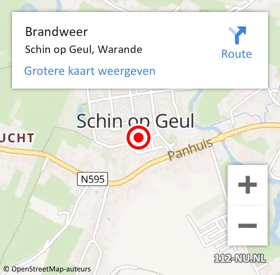 Locatie op kaart van de 112 melding: Brandweer Schin op Geul, Warande op 16 november 2014 13:06