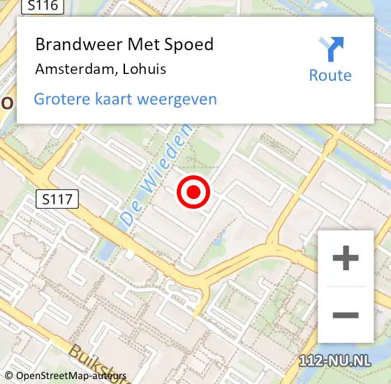 Locatie op kaart van de 112 melding: Brandweer Met Spoed Naar Amsterdam, Lohuis op 10 mei 2025 22:47
