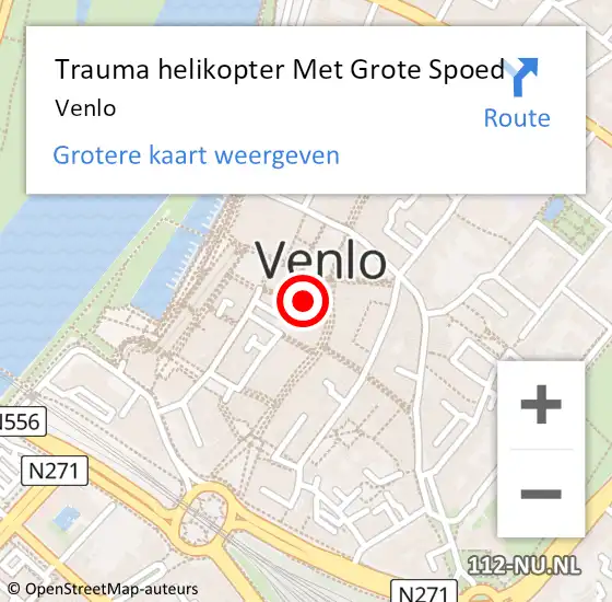 Locatie op kaart van de 112 melding: Trauma helikopter Met Grote Spoed Naar Venlo op 11 mei 2025 00:27