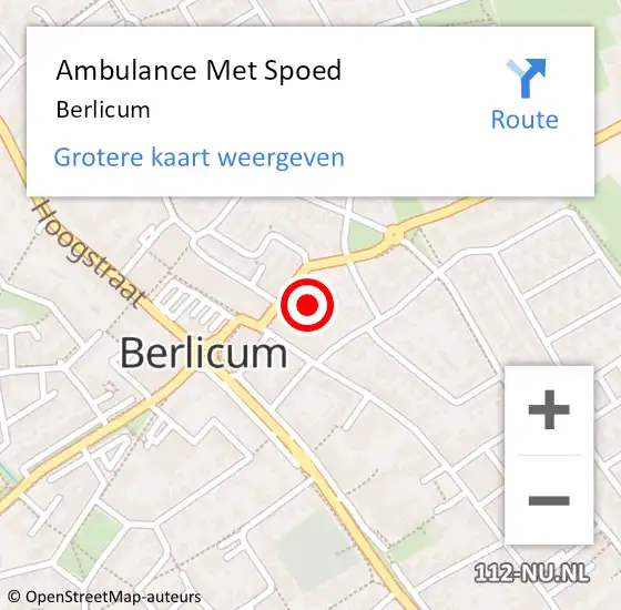 Locatie op kaart van de 112 melding: Ambulance Met Spoed Naar Berlicum op 11 mei 2025 03:02