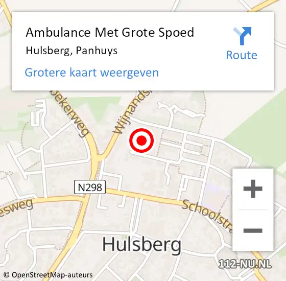 Locatie op kaart van de 112 melding: Ambulance Met Grote Spoed Naar Hulsberg, Panhuys op 16 november 2014 13:39