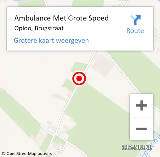 Locatie op kaart van de 112 melding: Ambulance Met Grote Spoed Naar Oploo, Brugstraat op 16 november 2014 13:44