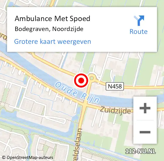 Locatie op kaart van de 112 melding: Ambulance Met Spoed Naar Bodegraven, Noordzijde op 11 mei 2025 08:23