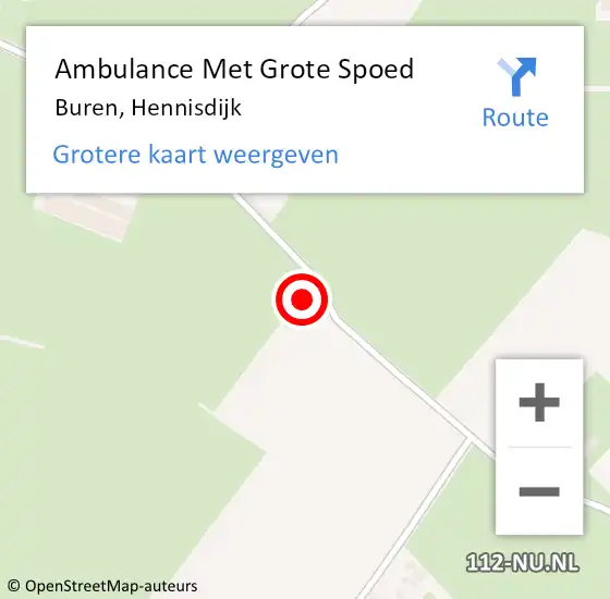 Locatie op kaart van de 112 melding: Ambulance Met Grote Spoed Naar Buren, Hennisdijk op 16 november 2014 13:54