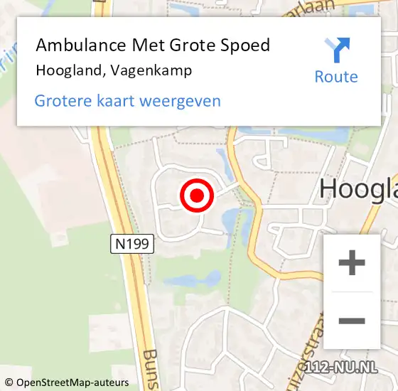 Locatie op kaart van de 112 melding: Ambulance Met Grote Spoed Naar Hoogland, Vagenkamp op 21 oktober 2013 11:18