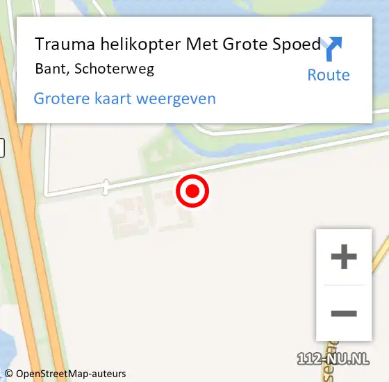 Locatie op kaart van de 112 melding: Trauma helikopter Met Grote Spoed Naar Bant, Schoterweg op 11 mei 2025 10:42