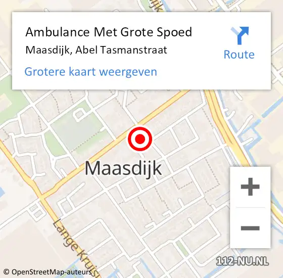 Locatie op kaart van de 112 melding: Ambulance Met Grote Spoed Naar Maasdijk, Abel Tasmanstraat op 11 mei 2025 14:02