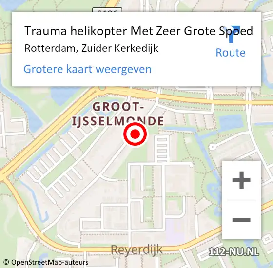 Locatie op kaart van de 112 melding: Trauma helikopter Met Zeer Grote Spoed Naar Rotterdam, Zuider Kerkedijk op 11 mei 2025 17:57