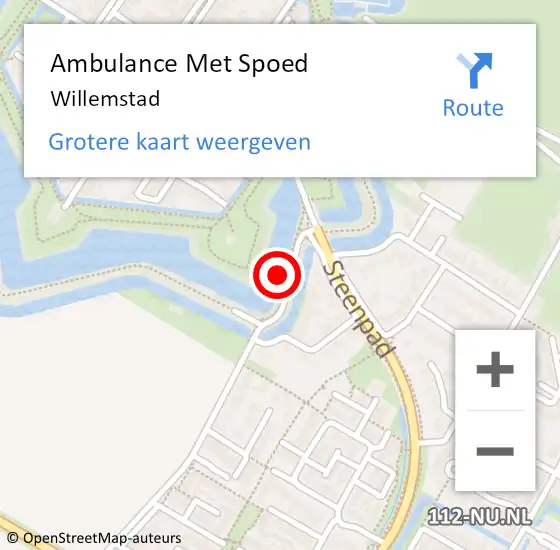 Locatie op kaart van de 112 melding: Ambulance Met Spoed Naar Willemstad op 11 mei 2025 19:55