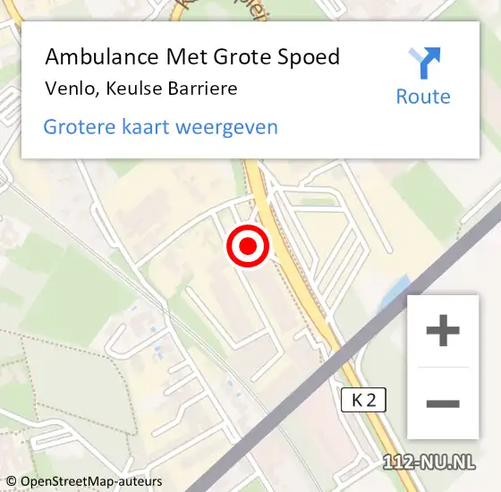 Locatie op kaart van de 112 melding: Ambulance Met Grote Spoed Naar Venlo, Keulse Barriere op 16 november 2014 15:19