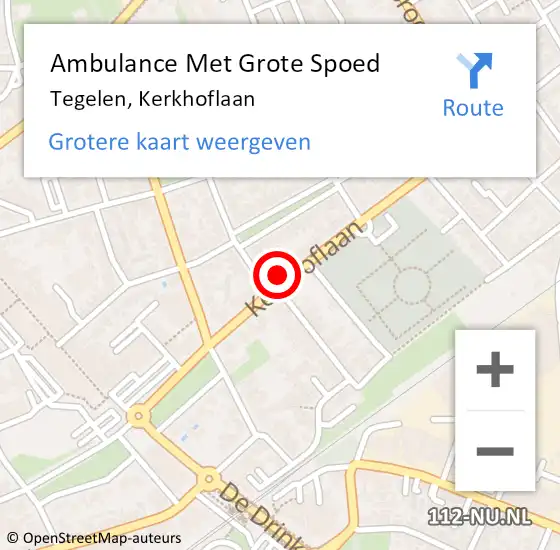 Locatie op kaart van de 112 melding: Ambulance Met Grote Spoed Naar Tegelen, Kerkhoflaan op 11 mei 2025 21:25